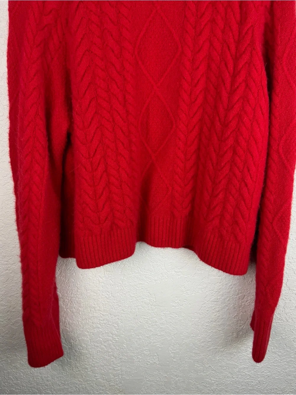 J. Crew | Red Cable Knit Mock Neck Alpaca Wool Blend Sweater